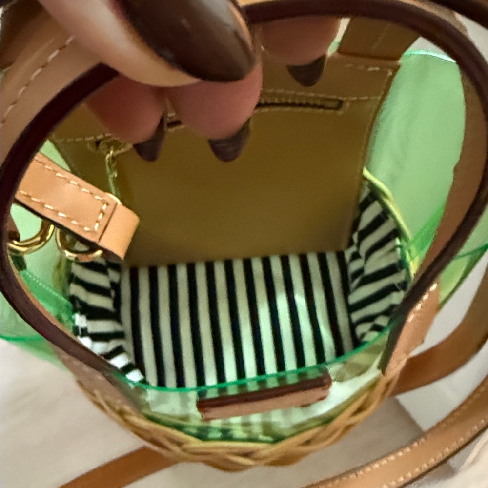 Frances Valentine Green and Tan Mini Wicker Bag - Picture 4 of 5
